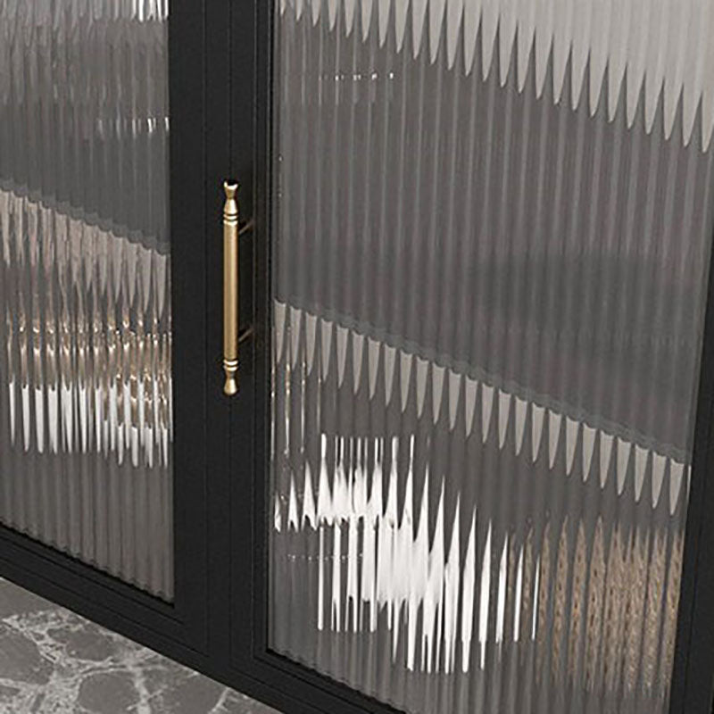 Glam Iron Dining Server Glass Doors Cabinet Sideboard per il ristorante