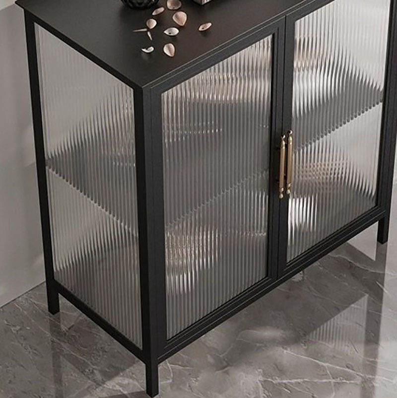 Glam Iron Dining Server Glass Doors Cabinet Sideboard per il ristorante