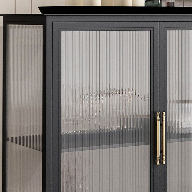 Glam Iron Dining Server Glass Doors Cabinet Sideboard per il ristorante