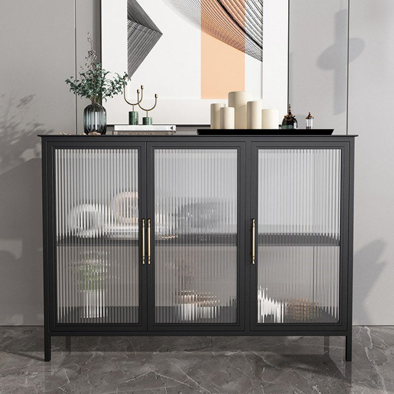 Glam Iron Dining Server Glass Doors Cabinet Sideboard per il ristorante