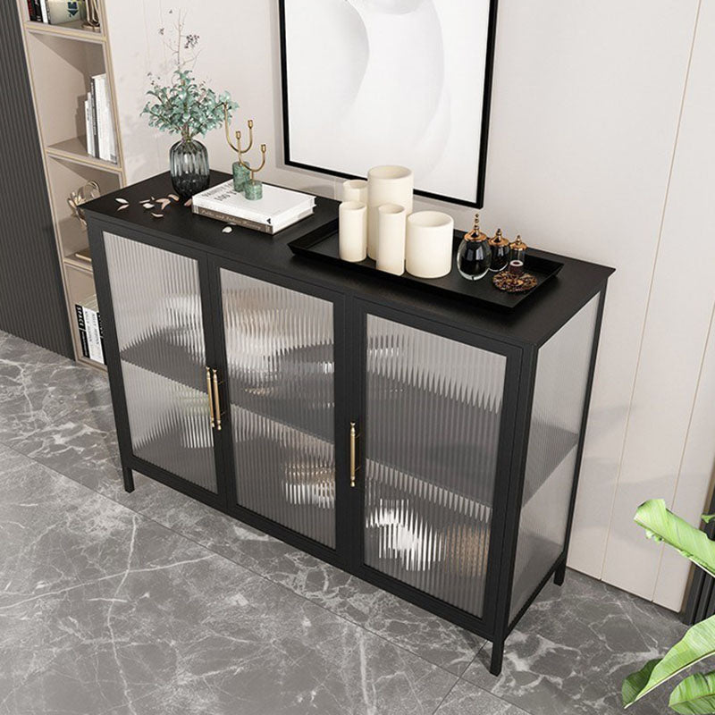 Glam Iron Dining Server Glass Doors Cabinet Sideboard per il ristorante