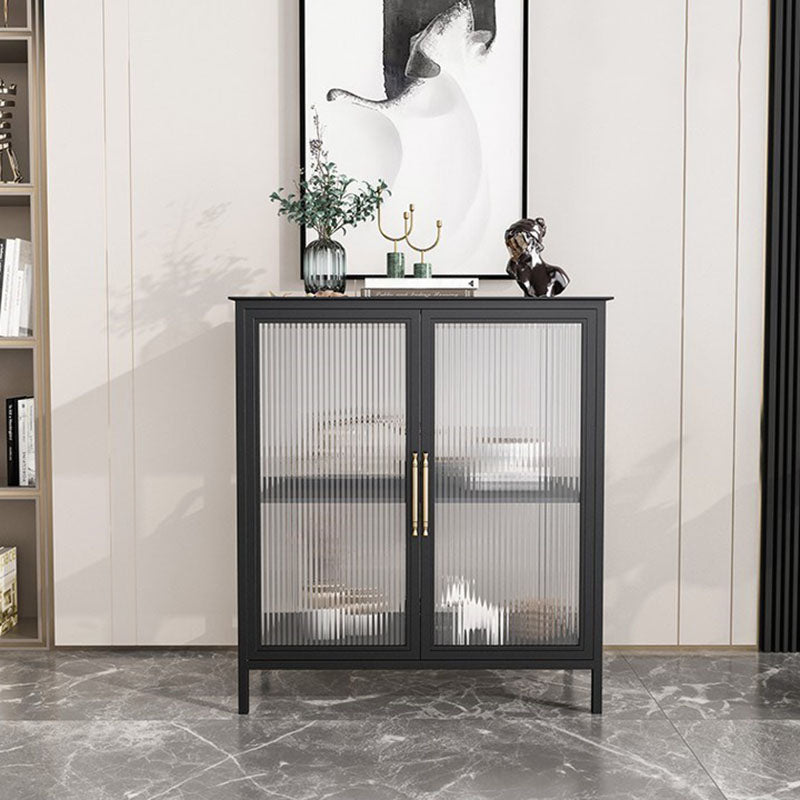 Glam Iron Dining Server Glass Doors Cabinet Sideboard per il ristorante