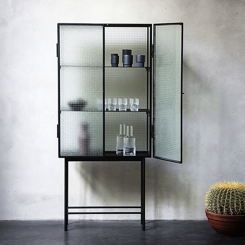 61"H Modern Iron Dining Server Glass Doors Cabinets Sideboard for Living Room Clearhalo 'buffet_sideboard' 'Buffets & Sideboards' 'furn' 'furn_buffet_sideboard' 'Furniture' 'Kitchen & Dining Furniture' 5427865