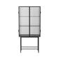 61"H Modern Iron Dining Server Glass Doors Cabinets Sideboard for Living Room Black Vertical Glass Clearhalo 'buffet_sideboard' 'Buffets & Sideboards' 'furn' 'furn_buffet_sideboard' 'Furniture' 'Kitchen & Dining Furniture' 5427867