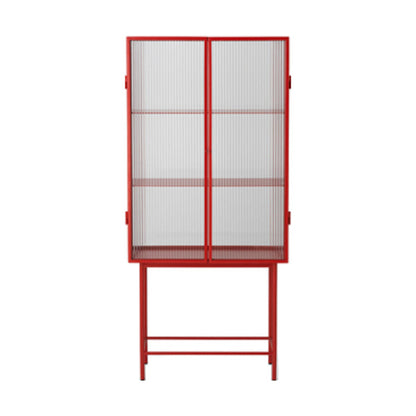 61"H Modern Iron Dining Server Glass Doors Cabinets Sideboard for Living Room Burgundy Vertical Glass Clearhalo 'buffet_sideboard' 'Buffets & Sideboards' 'furn' 'furn_buffet_sideboard' 'Furniture' 'Kitchen & Dining Furniture' 5427869