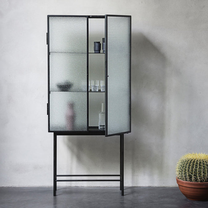 61"H Modern Iron Dining Server Glass Doors Cabinets Sideboard for Living Room Clearhalo 'buffet_sideboard' 'Buffets & Sideboards' 'furn' 'furn_buffet_sideboard' 'Furniture' 'Kitchen & Dining Furniture' 5427878