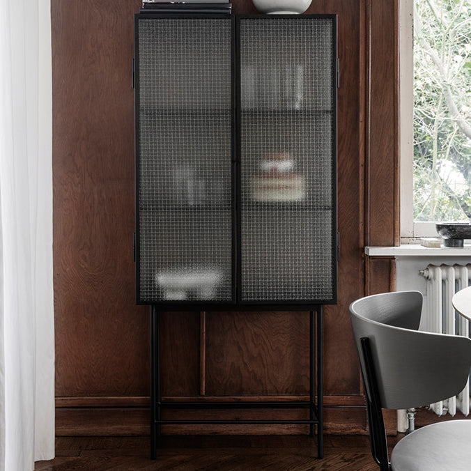 61"H Modern Iron Dining Server Glass Doors Cabinets Sideboard for Living Room Clearhalo 'buffet_sideboard' 'Buffets & Sideboards' 'furn' 'furn_buffet_sideboard' 'Furniture' 'Kitchen & Dining Furniture' 5427880