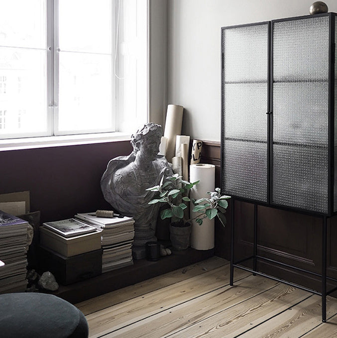 61"H Modern Iron Dining Server Glass Doors Cabinets Sideboard for Living Room Clearhalo 'buffet_sideboard' 'Buffets & Sideboards' 'furn' 'furn_buffet_sideboard' 'Furniture' 'Kitchen & Dining Furniture' 5427881