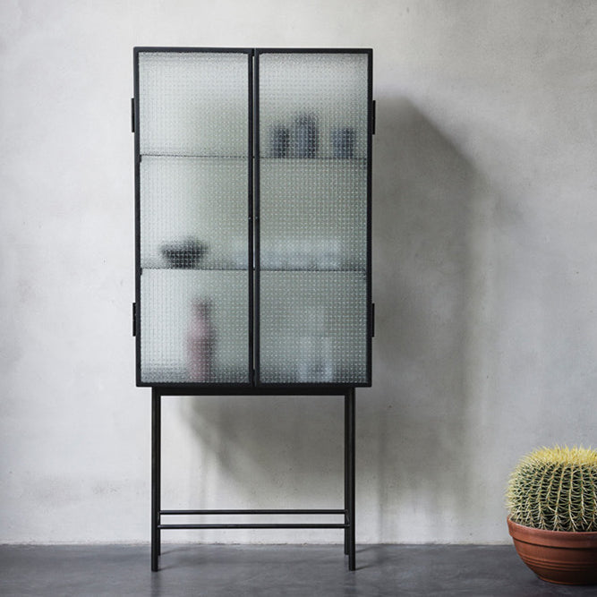 61"H Modern Iron Dining Server Glass Doors Cabinets Sideboard for Living Room Clearhalo 'buffet_sideboard' 'Buffets & Sideboards' 'furn' 'furn_buffet_sideboard' 'Furniture' 'Kitchen & Dining Furniture' 5427882