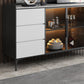 Contemporary Glass Doors Sideboard Table Stone Side Board with Drawers and Storage
