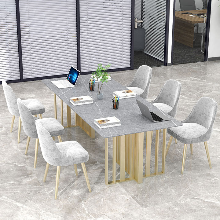 Industrial Style Writing Desk Rectangular Sintered Stone Office Desk for Office Gray-Gold Clearhalo 'furn' 'furn_office_desk' 'Furniture' 'Office Desks' 'Office Furniture' 'office_desk' 5427934