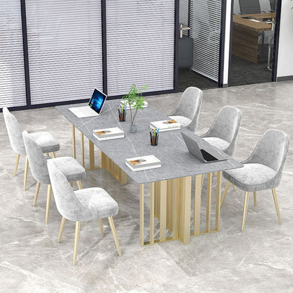 Industrial Style Writing Desk Rectangular Sintered Stone Office Desk for Office Gray-Gold Clearhalo 'furn' 'furn_office_desk' 'Furniture' 'Office Desks' 'Office Furniture' 'office_desk' 5427934