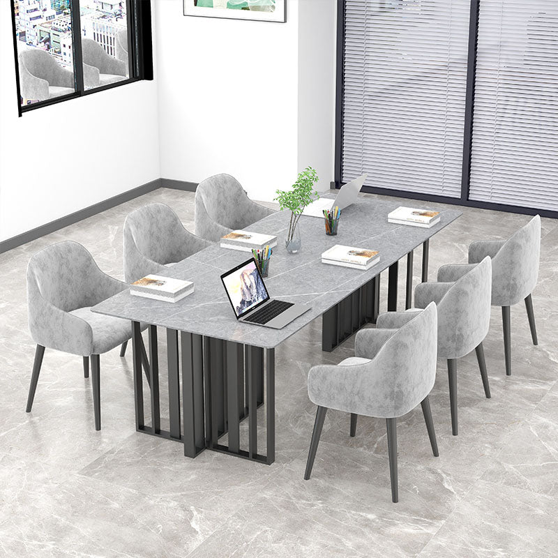 Industrial Style Writing Desk Rectangular Sintered Stone Office Desk for Office Gray Black Clearhalo 'furn' 'furn_office_desk' 'Furniture' 'Office Desks' 'Office Furniture' 'office_desk' 5427940