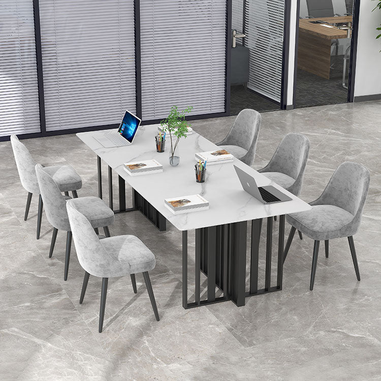 Industrial Style Writing Desk Rectangular Sintered Stone Office Desk for Office White-Black Clearhalo 'furn' 'furn_office_desk' 'Furniture' 'Office Desks' 'Office Furniture' 'office_desk' 5427943