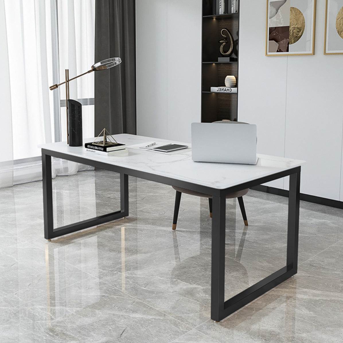 Modern Rectangular Writing Desk Sintered Stone Office Desk for Home Clearhalo 'furn' 'furn_office_desk' 'Furniture' 'Office Desks' 'Office Furniture' 'office_desk' 5427971