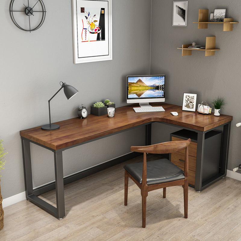 L字型ソリッドウッドオフィステーブル工業用ホームワーキング固定テーブル