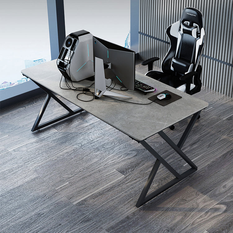 Zeitgenössischer Stil rechteckiger Schreibtisch Stein Schlitten Basis Büro Schreibtisch