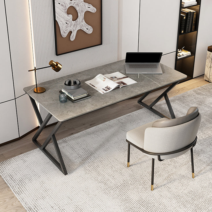 Zeitgenössischer Stil rechteckiger Schreibtisch Stein Schlitten Basis Büro Schreibtisch