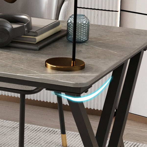 Zeitgenössischer Stil rechteckiger Schreibtisch Stein Schlitten Basis Büro Schreibtisch