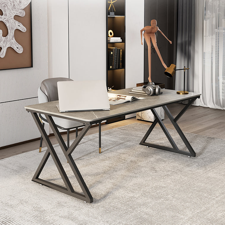 Zeitgenössischer Stil rechteckiger Schreibtisch Stein Schlitten Basis Büro Schreibtisch