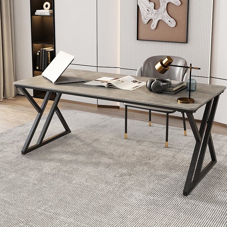 Zeitgenössischer Stil rechteckiger Schreibtisch Stein Schlitten Basis Büro Schreibtisch