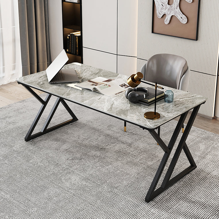 Zeitgenössischer Stil rechteckiger Schreibtisch Stein Schlitten Basis Büro Schreibtisch