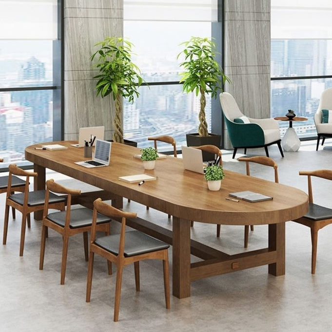 Moderner Oval Desk Konferenztisch Office Holzschreiber ohne Stuhl ohne Stuhl