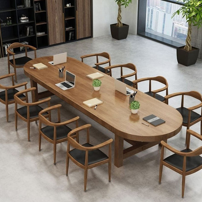 Moderner Oval Desk Konferenztisch Office Holzschreiber ohne Stuhl ohne Stuhl