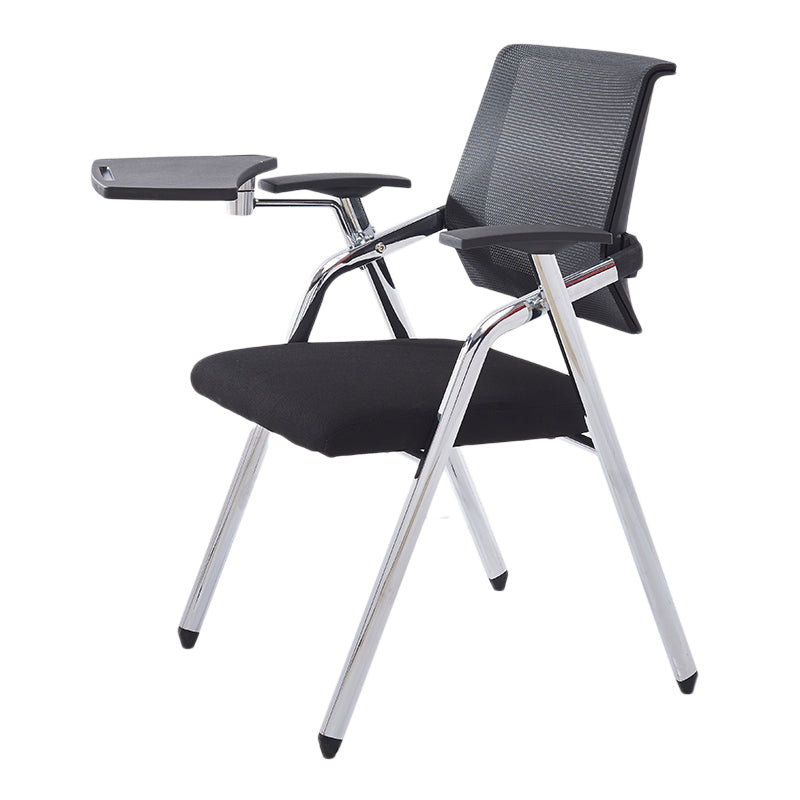 Mid Back Mesh Conference Chair Modern Fixed Arms Office Chair for Home Office Matte Black 1 Piece Clearhalo 'furn' 'furn_office_chair' 'Furniture' 'Office Chairs' 'Office Furniture' 'office_chair' 5428325