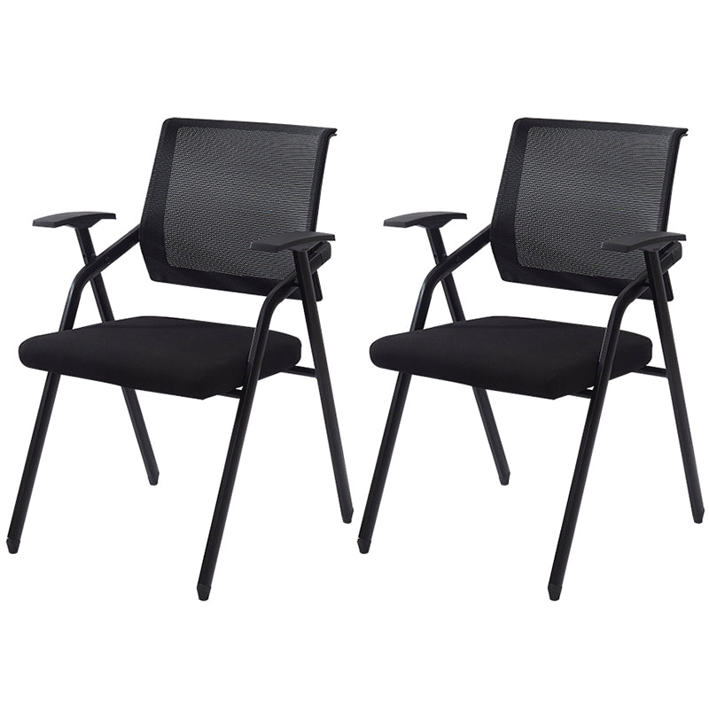 Mid Back Mesh Conference Chair Modern Fixed Arms Office Chair for Home Office Black 2 Piece Set Clearhalo 'furn' 'furn_office_chair' 'Furniture' 'Office Chairs' 'Office Furniture' 'office_chair' 5428332