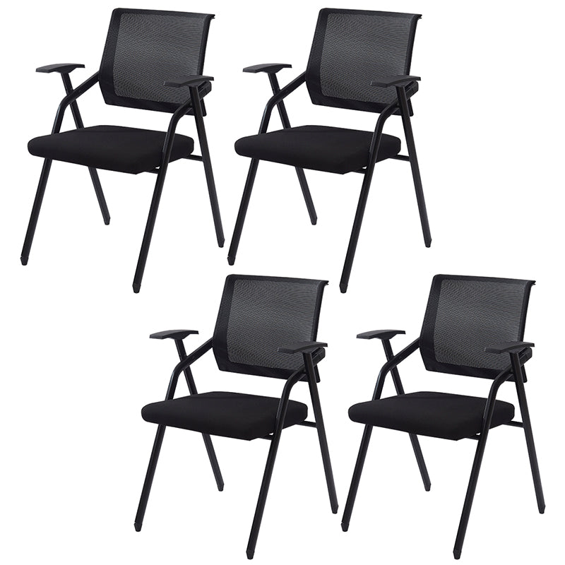 Mid Back Mesh Conference Chair Modern Fixed Arms Office Chair for Home Office Black 4 Piece Set Clearhalo 'furn' 'furn_office_chair' 'Furniture' 'Office Chairs' 'Office Furniture' 'office_chair' 5428335