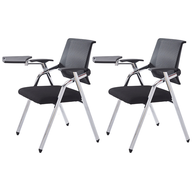 Mid Back Mesh Conference Chair Modern Fixed Arms Office Chair for Home Office Matte Black 2 Piece Set Clearhalo 'furn' 'furn_office_chair' 'Furniture' 'Office Chairs' 'Office Furniture' 'office_chair' 5428336