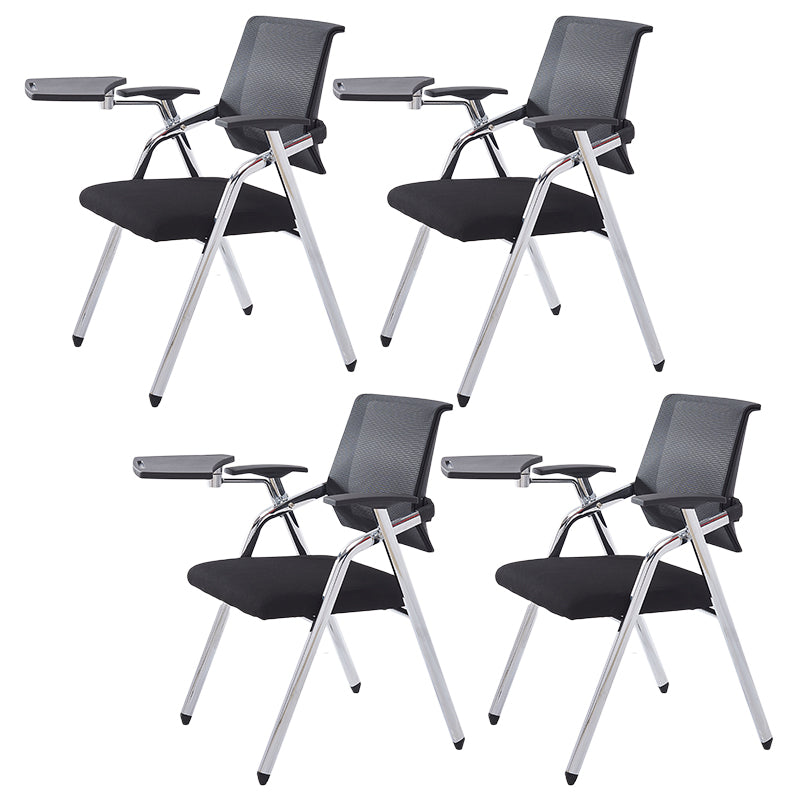 Mid Back Mesh Conference Chair Modern Fixed Arms Office Chair for Home Office Matte Black 4 Piece Set Clearhalo 'furn' 'furn_office_chair' 'Furniture' 'Office Chairs' 'Office Furniture' 'office_chair' 5428339