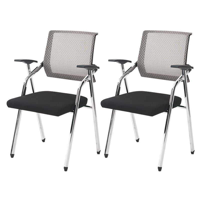 Mid Back Mesh Conference Chair Modern Fixed Arms Office Chair for Home Office Grey 2 Piece Set Clearhalo 'furn' 'furn_office_chair' 'Furniture' 'Office Chairs' 'Office Furniture' 'office_chair' 5428341