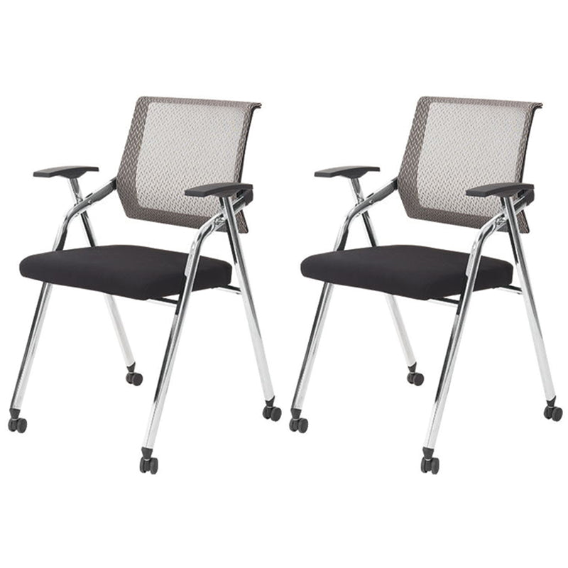 Mid Back Mesh Conference Chair Modern Fixed Arms Office Chair for Home Office Light Gray 2 Piece Set Clearhalo 'furn' 'furn_office_chair' 'Furniture' 'Office Chairs' 'Office Furniture' 'office_chair' 5428344