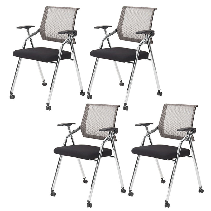 Mid Back Mesh Conference Chair Modern Fixed Arms Office Chair for Home Office Light Gray 4 Piece Set Clearhalo 'furn' 'furn_office_chair' 'Furniture' 'Office Chairs' 'Office Furniture' 'office_chair' 5428346