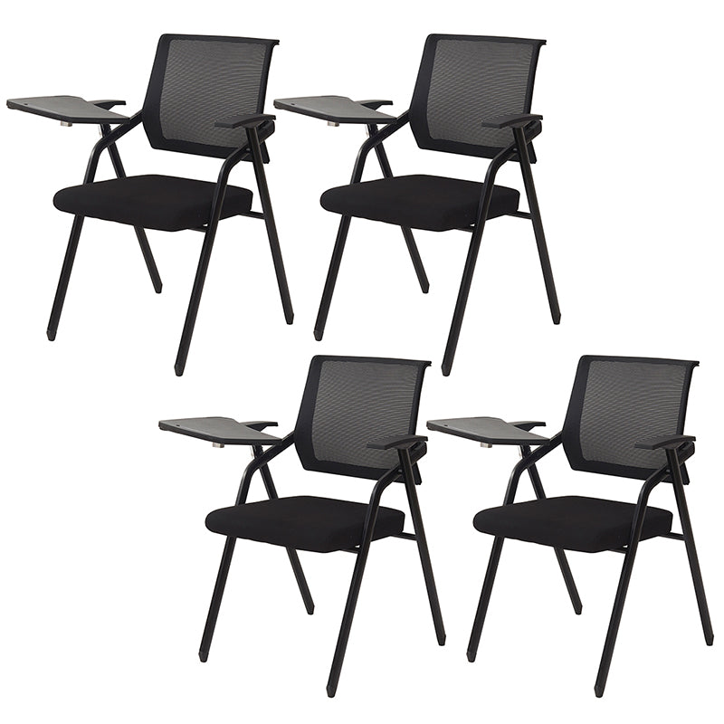 Mid Back Mesh Conference Chair Modern Fixed Arms Office Chair for Home Office Textured Black 4 Piece Set Clearhalo 'furn' 'furn_office_chair' 'Furniture' 'Office Chairs' 'Office Furniture' 'office_chair' 5428350