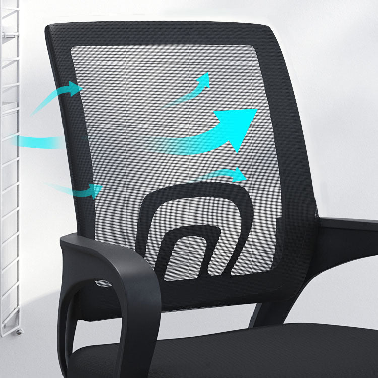 Moderne stijl bureau stoel vaste armen midden achterkant ergonomische taakstoel met wielen