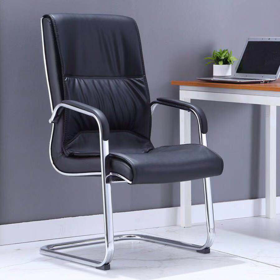 Modern Leather and Metal Desk Chair with Mid Back Home Office Chair Clearhalo 'furn' 'furn_office_chair' 'Furniture' 'Office Chairs' 'Office Furniture' 'office_chair' 5428532