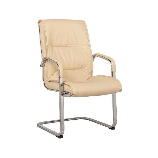 Modern Leather and Metal Desk Chair with Mid Back Home Office Chair Off-White 1 Piece Clearhalo 'furn' 'furn_office_chair' 'Furniture' 'Office Chairs' 'Office Furniture' 'office_chair' 5428533
