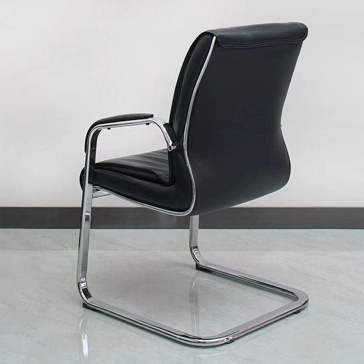 Modern Leather and Metal Desk Chair with Mid Back Home Office Chair Clearhalo 'furn' 'furn_office_chair' 'Furniture' 'Office Chairs' 'Office Furniture' 'office_chair' 5428535