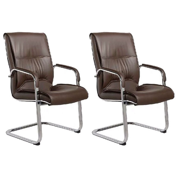 Modern Leather and Metal Desk Chair with Mid Back Home Office Chair Coffee 2 Piece Set Clearhalo 'furn' 'furn_office_chair' 'Furniture' 'Office Chairs' 'Office Furniture' 'office_chair' 5428541