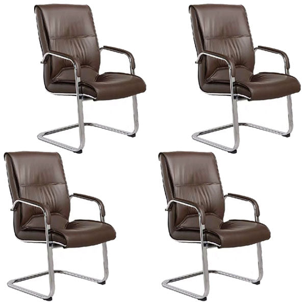 Modern Leather and Metal Desk Chair with Mid Back Home Office Chair Coffee 4 Piece Set Clearhalo 'furn' 'furn_office_chair' 'Furniture' 'Office Chairs' 'Office Furniture' 'office_chair' 5428542