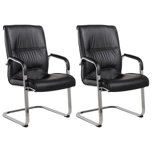 Modern Leather and Metal Desk Chair with Mid Back Home Office Chair Black 2 Piece Set Clearhalo 'furn' 'furn_office_chair' 'Furniture' 'Office Chairs' 'Office Furniture' 'office_chair' 5428551