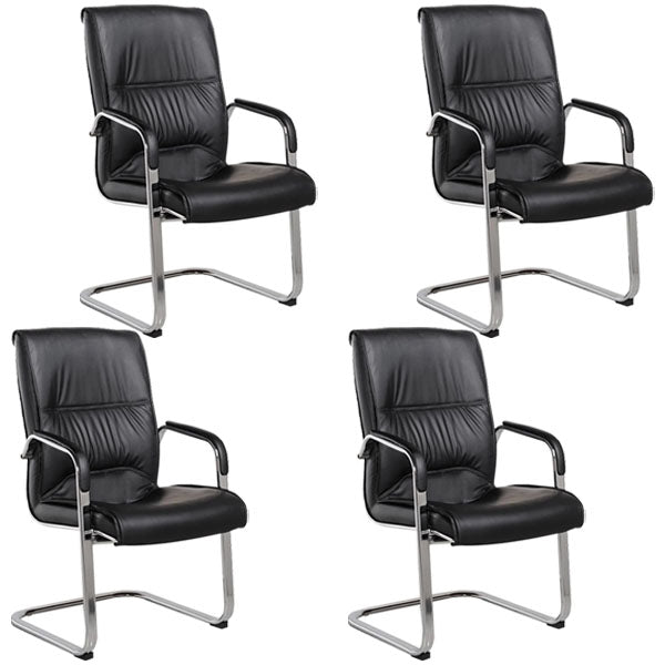 Modern Leather and Metal Desk Chair with Mid Back Home Office Chair Black 4 Piece Set Clearhalo 'furn' 'furn_office_chair' 'Furniture' 'Office Chairs' 'Office Furniture' 'office_chair' 5428552