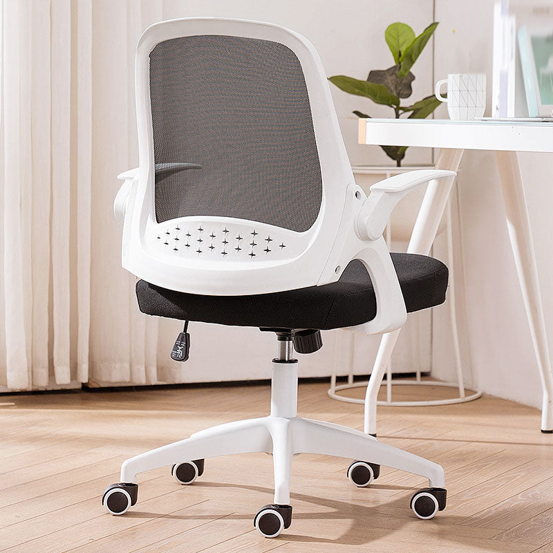 Contemporary Ergonomic Mesh Task Chair Nylon Swivel Office Chair Black White Sponge Without Headrest Clearhalo 'furn' 'furn_office_chair' 'Furniture' 'Office Chairs' 'Office Furniture' 'office_chair' 5428578
