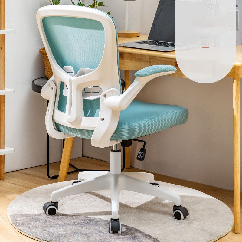 Contemporary Ergonomic Mesh Task Chair Nylon Swivel Office Chair White-Blue Sponge Without Headrest Clearhalo 'furn' 'furn_office_chair' 'Furniture' 'Office Chairs' 'Office Furniture' 'office_chair' 5428585
