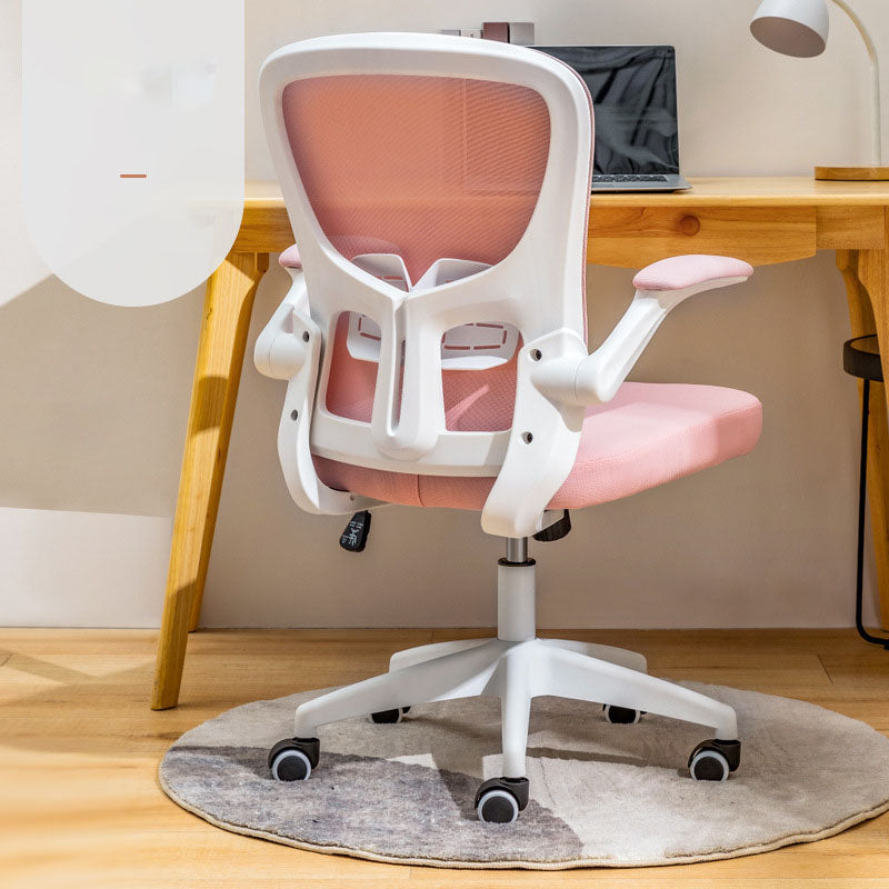 Contemporary Ergonomic Mesh Task Chair Nylon Swivel Office Chair White-Pink Sponge Without Headrest Clearhalo 'furn' 'furn_office_chair' 'Furniture' 'Office Chairs' 'Office Furniture' 'office_chair' 5428600