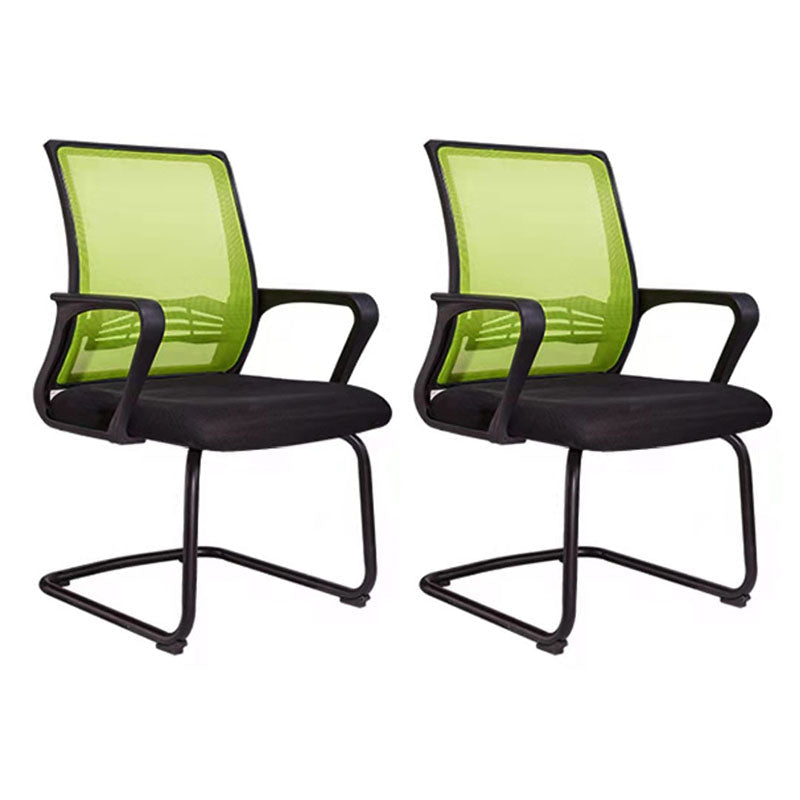 Modern Plastic Desk Chair Black and White Mesh Home Office Chair with Mid Back Black Green 2 Piece Set Sled Clearhalo 'furn' 'furn_office_chair' 'Furniture' 'Office Chairs' 'Office Furniture' 'office_chair' 5428688