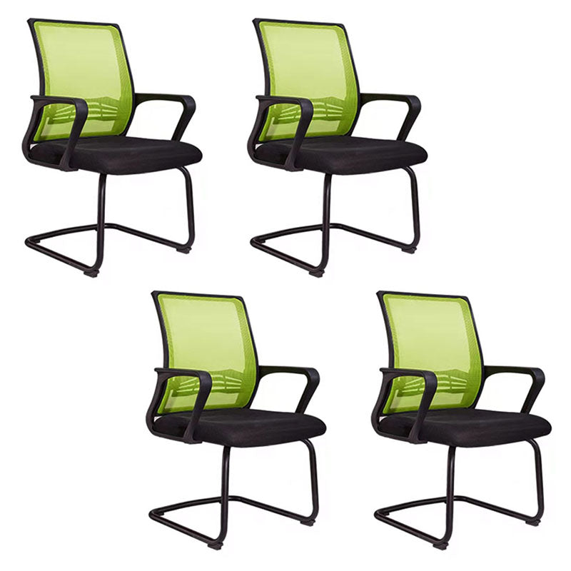 Modern Plastic Desk Chair Black and White Mesh Home Office Chair with Mid Back Black Green 4 Piece Set Sled Clearhalo 'furn' 'furn_office_chair' 'Furniture' 'Office Chairs' 'Office Furniture' 'office_chair' 5428689
